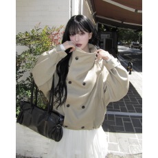 批发有货 chic 韩系秋季时尚复古<b class='q'>英伦</b><b class='q'>风</b>双排扣工装休闲宽松<b class='q'>风</b>衣