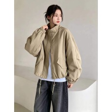 批发已入库 chic 秋冬百搭户外休闲风宽松抽绳衣摆短外套26<b class='q'>春</b>季新款女