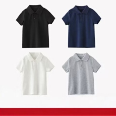 批发河北<b class='q'>夏</b>季200克高品质纯色精梳食毛抗皱儿童轻便短袖光板polo衫