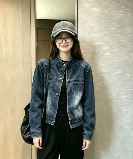항구 바람 레트로 쇼트 스타일 데님 여성 코트 2026 봄 가을 새로운 작은 키 디자인 센스 작은 대중 슬림해 보이는 맨위 트렌디
