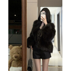 批发实拍实价  新款好成色摩卡棕色环保狐狸毛皮草上衣外套