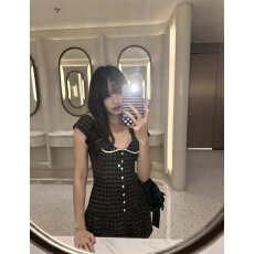 批发实拍实价  新款美式风格短袖翻领收腰<b class='q'>连衣裙</b>