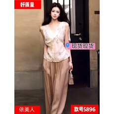 批发2026新款<b class='q'>气质</b>温柔上衣➕阔腿<b class='q'>裤</b><b class='q'>高腰</b>百搭休闲<b class='q'>裤</b>套<b class='q'>装</b>