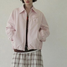 批发粉色工装夹克<b class='q'>外套</b>女秋季新款褶皱后摆通勤休闲上衣