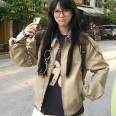 批发格子拼接翻领<b class='q'>外套</b>女春秋2025新款宽松<b class='q'>休闲</b>短款男女款工装夹克上衣