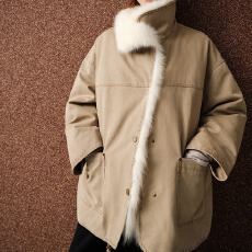 酷飒工装风可脱卸狐狸毛连襟领90白鹅绒派克服冬丨冒险家