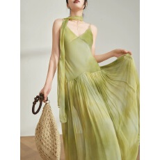 批发Flowing Era初夏巨好看海边穿搭吊带裙法式晕染大摆连衣裙长裙女