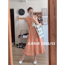 批发Creambaby Studio 度假风粉色V领系带连衣裙女夏气质<b class='q'>显瘦</b>收腰长裙