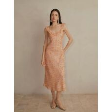 批发现有货DailyRomance<b class='q'>明星</b>同款橘子汽水桑蚕丝斜裁荷叶边吊带连衣裙
