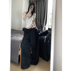 批发Fbblimit慢调daily宽松休闲阔腿<b class='q'>裤</b><b class='q'>高街</b>假两件拖地<b class='q'>显瘦</b>长<b class='q'>裤</b>