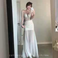 批发CallmeEar//佩里月光设计感小众拼接高腰<b class='q'>包臀</b>裙长款<b class='q'>半身</b>裙女