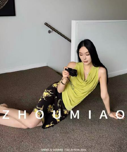 주 淼 zhoumiao 골드 릴리 진첸바오 모집 골드 레트로 비스듬한 자르다 타이트 스커트 인어 꼬리 중간 길이 반 스커트 여성