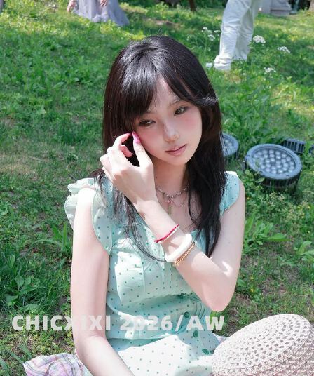chicxixi 2026 aw 일본식 하우스 멩 신선함 녹색 도트 무늬 작은 날다 소매 조끼