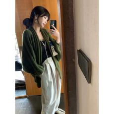 批发/慵懒松弛高端康宝莱羊绒羊毛白厂丝拉毛蝙蝠袖宽松<b class='q'>开衫</b>