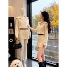 批发韩国POLO翻领<b class='q'>OL</b>针织毛衣连衣裙女秋冬时尚流行收腰高级感气质短裙