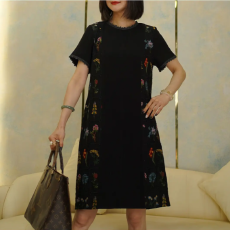 批发连衣裙2025新款<b class='q'>夏</b>季时尚修身简约中老年裙子宽松大码连衣裙胖妹妹
