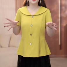 批发胖mm短袖T恤女打底衫纯色内搭潮ins港风韩版海军领宽松大码上衣服