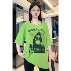 批发<b class='q'>夏</b>季新款假两件圆领短袖上衣女宽松遮肉显瘦百搭大码休闲T恤女装