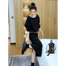 批发<b class='q'>春</b>秋季新款收腰显瘦百搭长袖卫衣女时尚休闲套装女半身裙两件套女