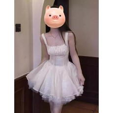 批发5层裙摆套里纯欲无袖吊带连衣裙女<b class='q'>夏季</b>新款收腰显瘦公主蓬蓬<b class='q'>短裙</b>