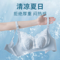 批发夏季超薄果冻胶条聚拢无钢圈哺乳文胸女上开扣孕期哺乳期孕妇内衣
