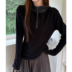 批发实拍实价#加绒德绒打底衫女内搭外穿外穿半拉链上衣长袖<b class='q'>t</b><b class='q'>恤</b>秋连帽