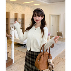 批发实拍实价#polo领双拉链针织<b class='q'>开衫</b>秋冬季2025新款韩系翻领<b class='q'>短款</b>上衣