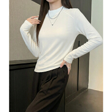 批发实价实拍#半高领内搭上衣女春内搭洋气高级感上衣<b class='q'>羊绒</b>磨毛t恤女