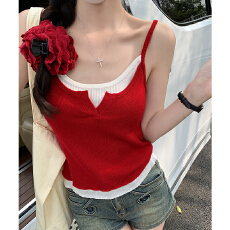 批发实拍实价#假两件吊带背心女<b class='q'>春</b>2026新款设计感小众内搭打底上衣