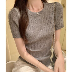 实价实拍#红色后背系带半高领针织衫女春无袖坎肩内搭t恤上衣