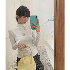 批发实拍实价#保暖羊绒中高领打底衫女春秋内搭上衣<b class='q'>休闲</b>拼接长袖t恤女