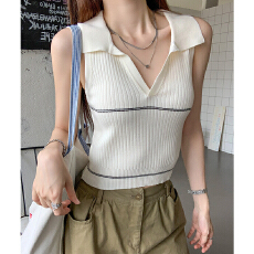 批发<b class='q'>实拍</b>实价#条纹针织背心外穿内搭女2026新款高级感别致无袖上衣女