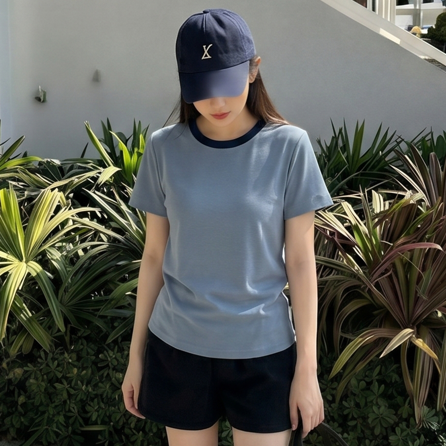 ai 정가 배색 긍정적 인 어깨 반팔 티셔츠 여성 여름 2026 새로운 디자인 센스 다용도 몸매 가꾸기 슬림해 보이는 맨위 트렌디