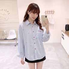 批发实拍实价#条纹<b class='q'>衬衫</b>女薄款秋季2026新款高级感<b class='q'>蝴蝶结</b>宽松长袖<b class='q'>衬衣</b>