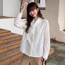 批发实拍实价#飘带<b class='q'>长袖</b><b class='q'>衬衫</b>女款2026新款<b class='q'>衬衣</b>外套早秋装法式小上衣潮
