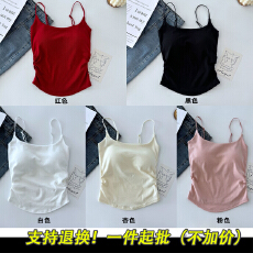 批发100%聚酯纤维纯欲褶皱<b class='q'>吊带</b>背心女内搭外穿修身美背上衣夏带胸垫