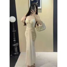 批发辣妹性感网纱飘带拼接高级感带钻内搭抓绒包臀鱼尾连衣裙