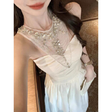 批发JustQin星河碎梦2025新款夏<b class='q'>装</b>星河长裙镶钻性感收腰连衣裙女