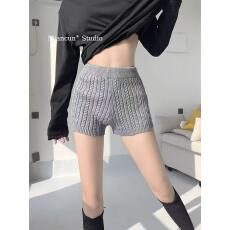 批发秋季新款美式复古辣妹<b class='q'>高腰</b>显瘦针织<b class='q'>短裤</b>时尚百搭休闲裤