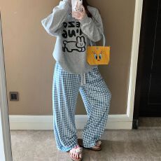 批发果子狸 2025秋冬新款单女海岛绒休闲宽松款长裤家居服