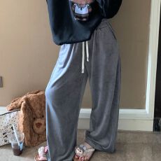 批发果子狸 2025秋冬新款单女海岛绒休闲宽松款长裤家居服