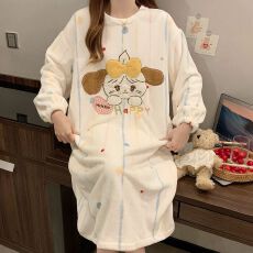 批发果子狸 2025 新款<b class='q'>冬</b>季 260g睡裙家居服长毛绒