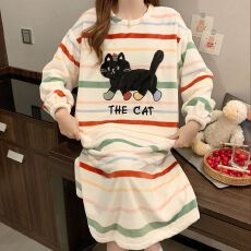 批发果子狸 2025 新款<b class='q'>冬</b>季 260g睡裙家居服长毛绒