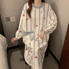 批发果子狸 2025 新款<b class='q'>冬</b>季 260g睡裙家居服长毛绒