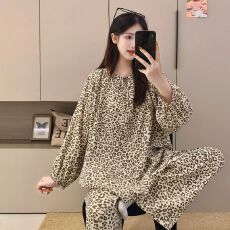 果子狸 长袖长裤套头薄款睡衣女简约舒适云朵棉家居服套装