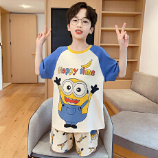 批发果子狸 夏季短袖短裤圆领<b class='q'>睡衣</b>女可爱甜美舒适纯棉男童家居服