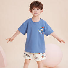 批发果子狸 夏季短袖短裤圆领<b class='q'>睡衣</b>女可爱甜美舒适纯棉男童家居服