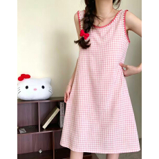 批发果子狸 带胸垫背心睡裙夏季爆款<b class='q'>睡衣</b>女甜美月牙薄款云朵棉连衣裙