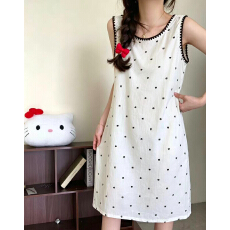 批发果子狸 带胸垫背心睡裙夏季爆款<b class='q'>睡衣</b>女甜美月牙薄款云朵棉连衣裙