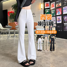 批发微喇裤女2026新款小个子秋<b class='q'>冬</b>弹力黑色百搭高腰垂感显瘦喇叭西装裤
